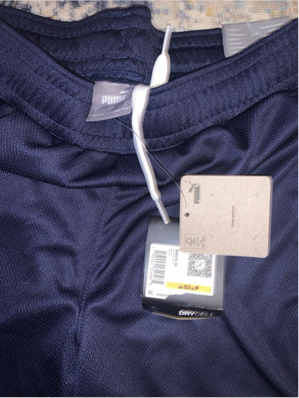 Puma Mens Regular Fit Moisture-Wicking Mesh 10" Shorts Navy Blue S - Picture 3 of 16